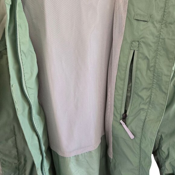 Columbia Womens XL Green Outdoor Hooded Rain Jacket Zip Front - Picture 8 of 16